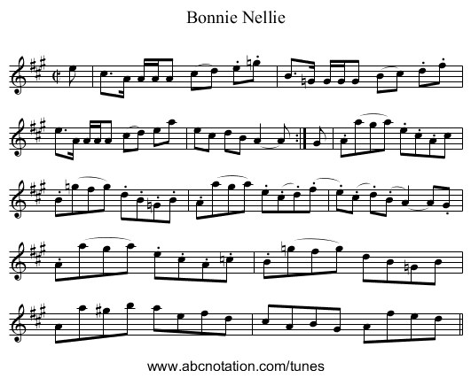 Bonnie Nellie - staff notation
