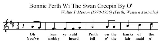 Bonnie Perth Wi The Swan Creepin By O' - staff notation