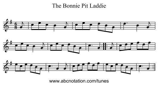 Bonnie Pit Laddie, The - staff notation