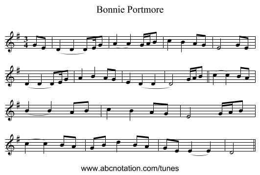 Bonnie Portmore - staff notation