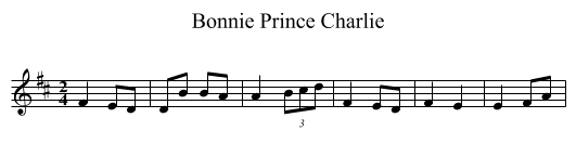 Bonnie Prince Charlie - staff notation