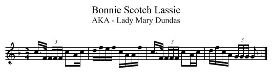 Bonnie Scotch Lassie - staff notation