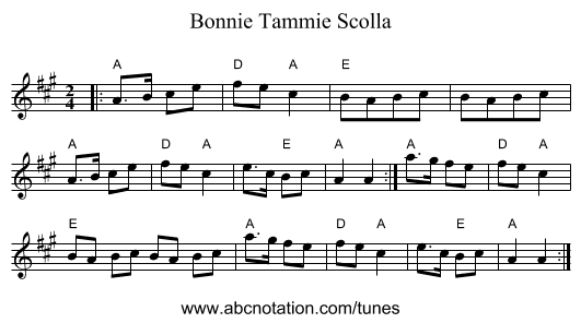 Bonnie Tammie Scolla - staff notation