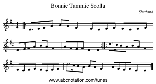 Bonnie Tammie Scolla - staff notation