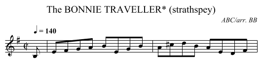 BONNIE TRAVELLER* (strathspey), The - staff notation