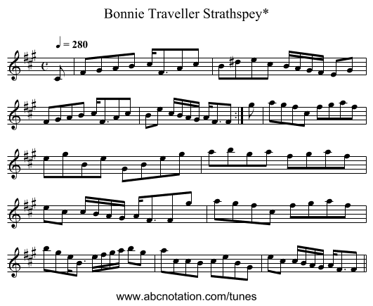 Bonnie Traveller Strathspey* - staff notation