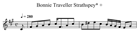 Bonnie Traveller Strathspey* + - staff notation