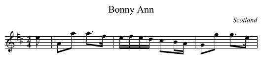 Bonny Ann - staff notation