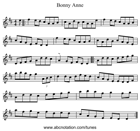 Bonny Anne - staff notation