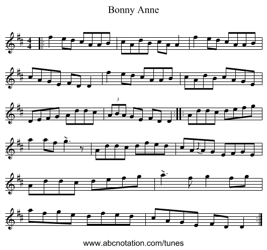 Bonny Anne - staff notation