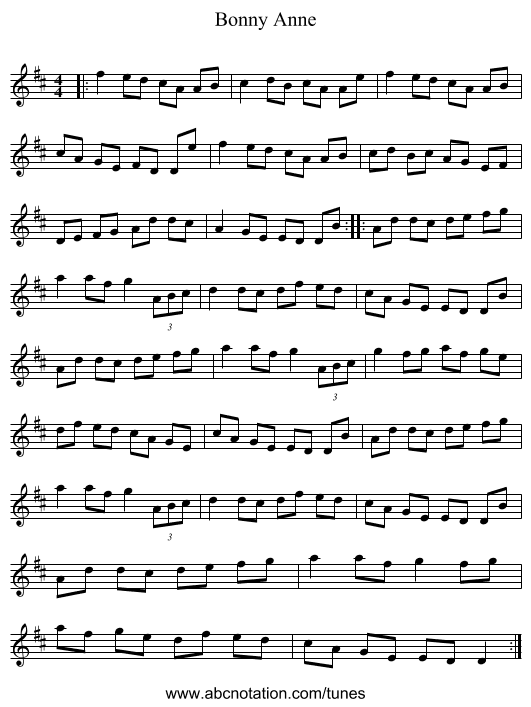 Bonny Anne - staff notation