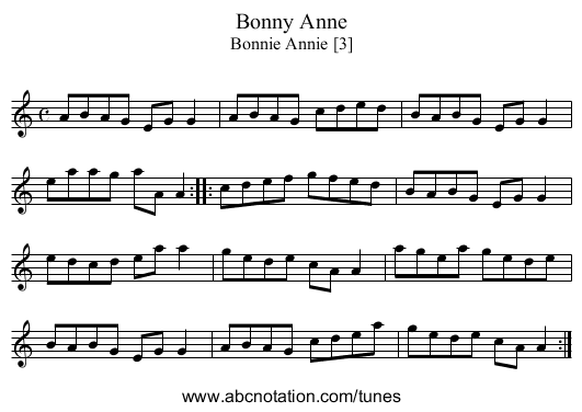 Bonny Anne - staff notation