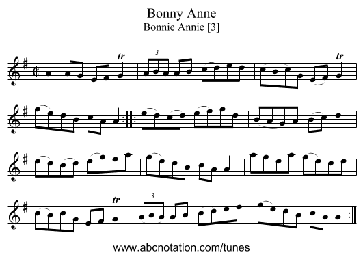 Bonny Anne - staff notation