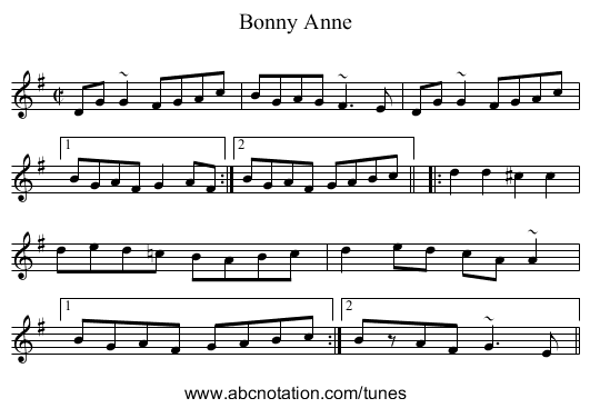Bonny Anne - staff notation