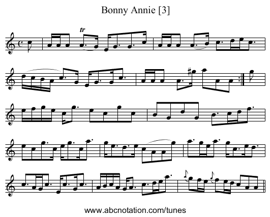 Bonny Annie [3] - staff notation