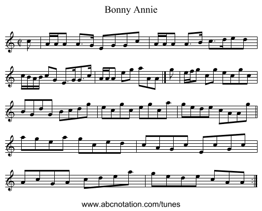 Bonny Annie - staff notation