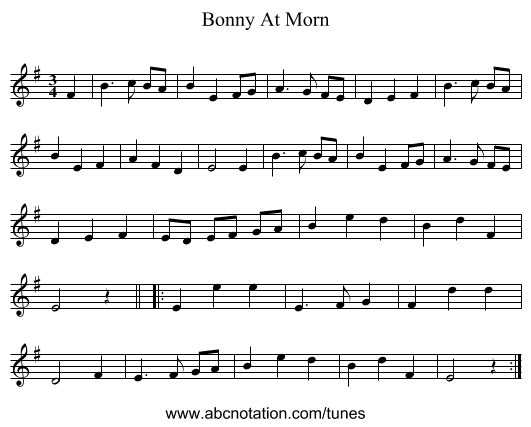 Bonny At Morn - staff notation