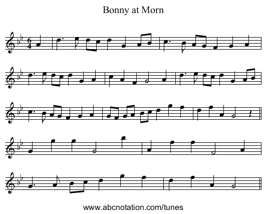 Bonny at Morn - staff notation