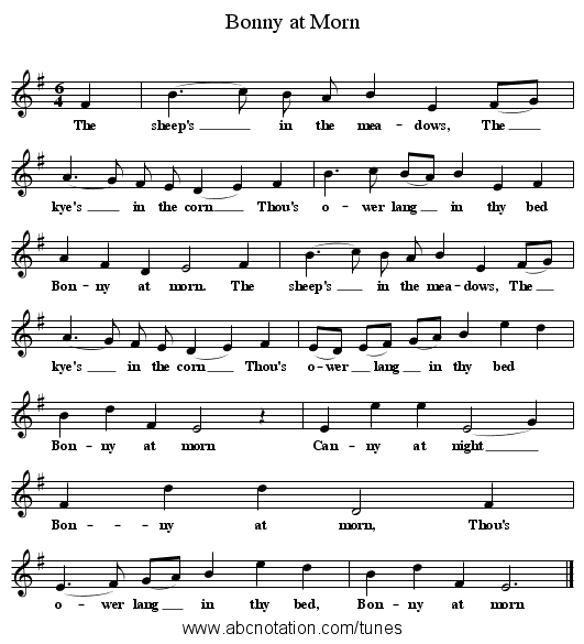 Bonny at Morn - staff notation