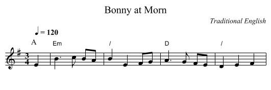 Bonny at Morn - staff notation