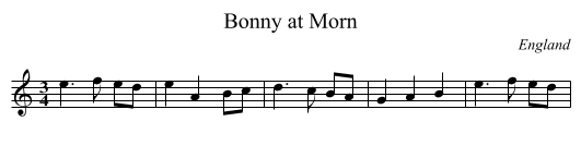 Bonny at Morn - staff notation