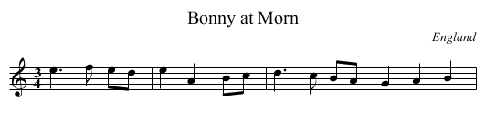 Bonny at Morn - staff notation
