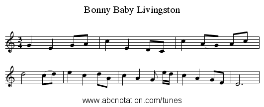 Bonny Baby Livingston - staff notation