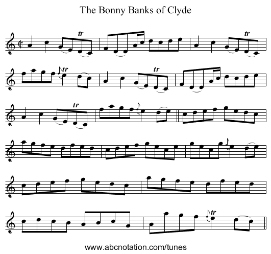 Bonny Banks of Clyde, The - staff notation