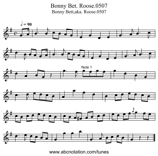 Bonny Bet. Roose.0507 - staff notation