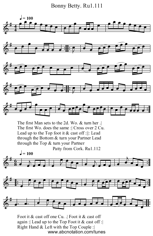 Bonny Betty. Ru1.111 - staff notation