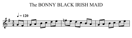 BONNY BLACK IRISH MAID, The - staff notation