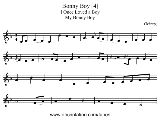 Bonny Boy [4] - staff notation