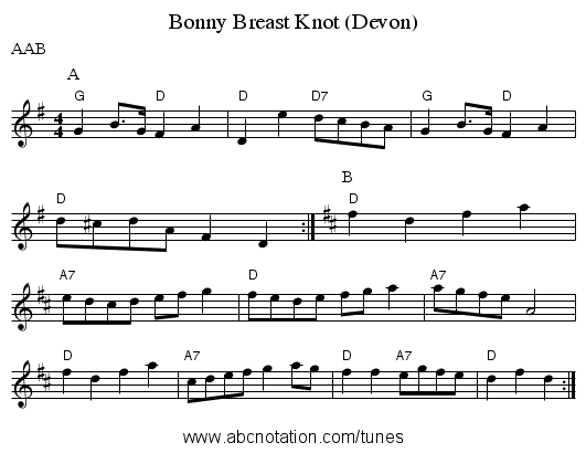 Bonny Breast Knot (Devon) - staff notation