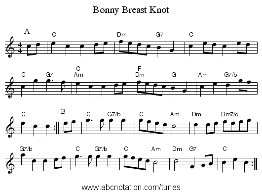 Bonny Breast Knot - staff notation