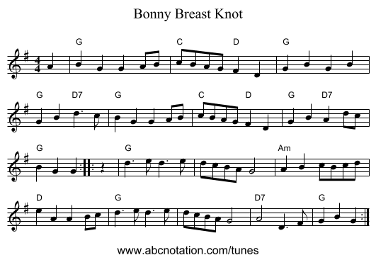 Bonny Breast Knot - staff notation