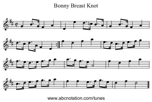 Bonny Breast Knot - staff notation