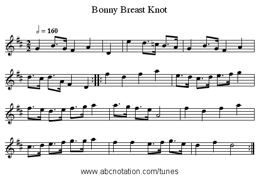 Bonny Breast Knot - staff notation