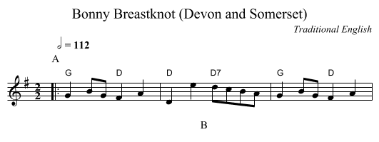 Bonny Breastknot (Devon and Somerset) - staff notation