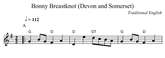 Bonny Breastknot (Devon and Somerset) - staff notation