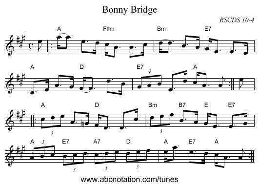 Bonny Bridge - staff notation