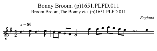 Bonny Broom. (p)1651.PLFD.011 - staff notation