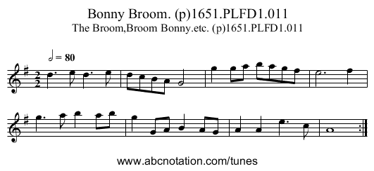 Bonny Broom. (p)1651.PLFD1.011 - staff notation