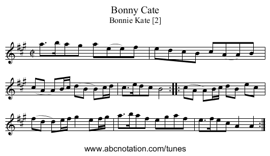 Bonny Cate - staff notation