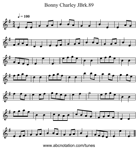 Bonny Charley JBrk.89 - staff notation