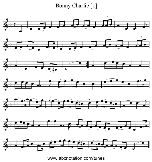 Bonny Charlie [1] - staff notation