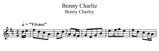 Bonny Charlie - staff notation