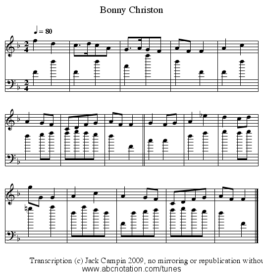 Bonny Christon - staff notation