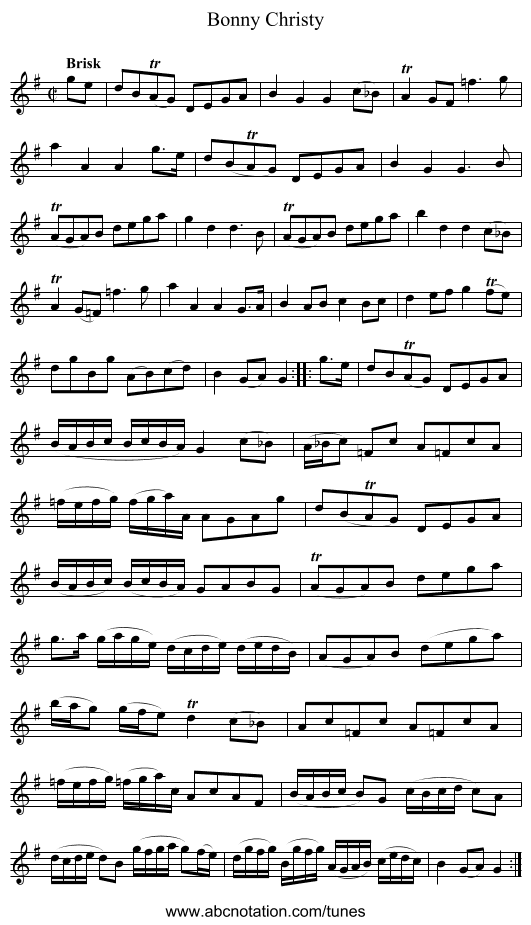 Bonny Christy - staff notation