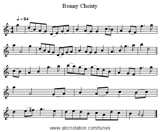 Bonny Christy - staff notation
