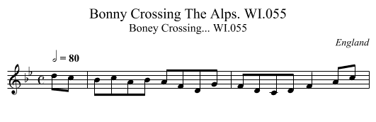 Bonny Crossing The Alps. WI.055 - staff notation